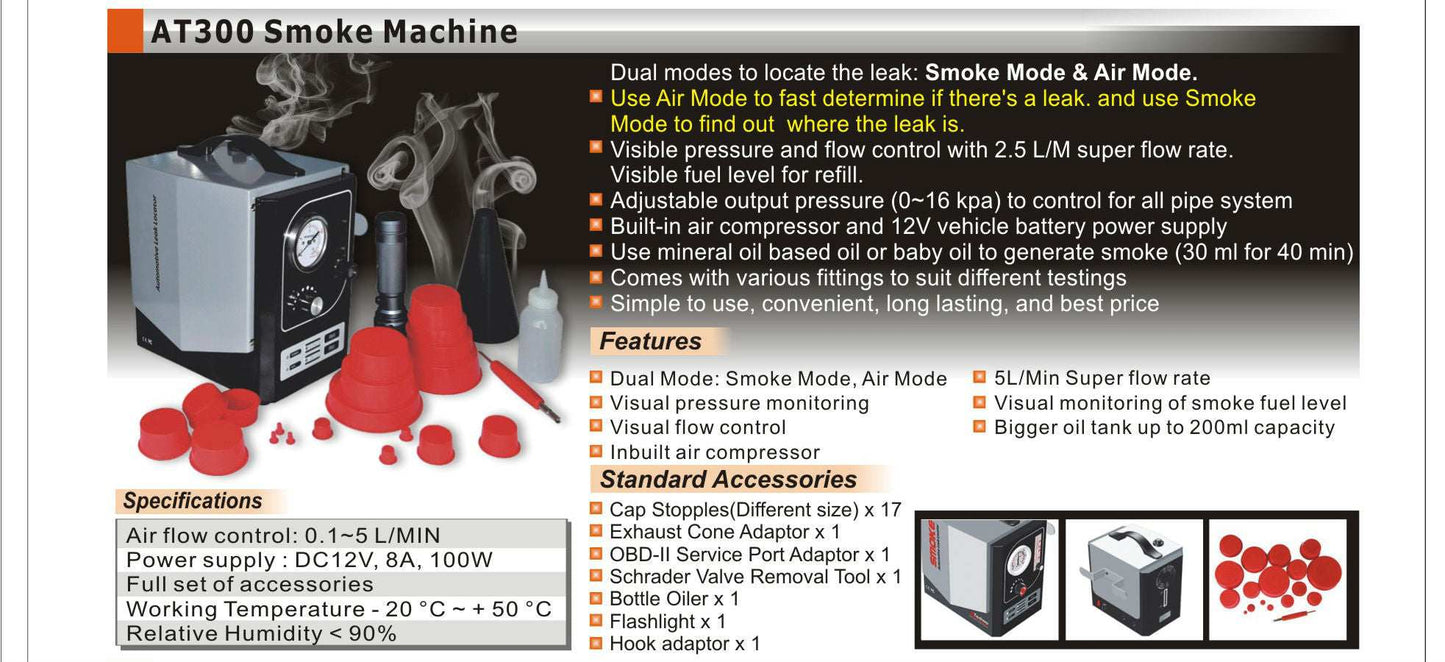 AutoTune AT-300 Smoke Machine and Diagnostic Leak Detector
