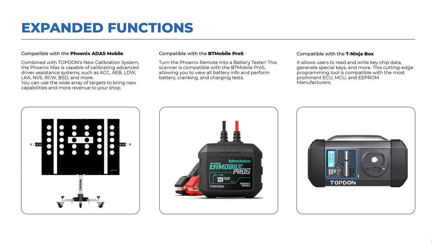 TOPDON Phoenix Max Professional Automotive Diagnostic Scan Tool Compatible Devices