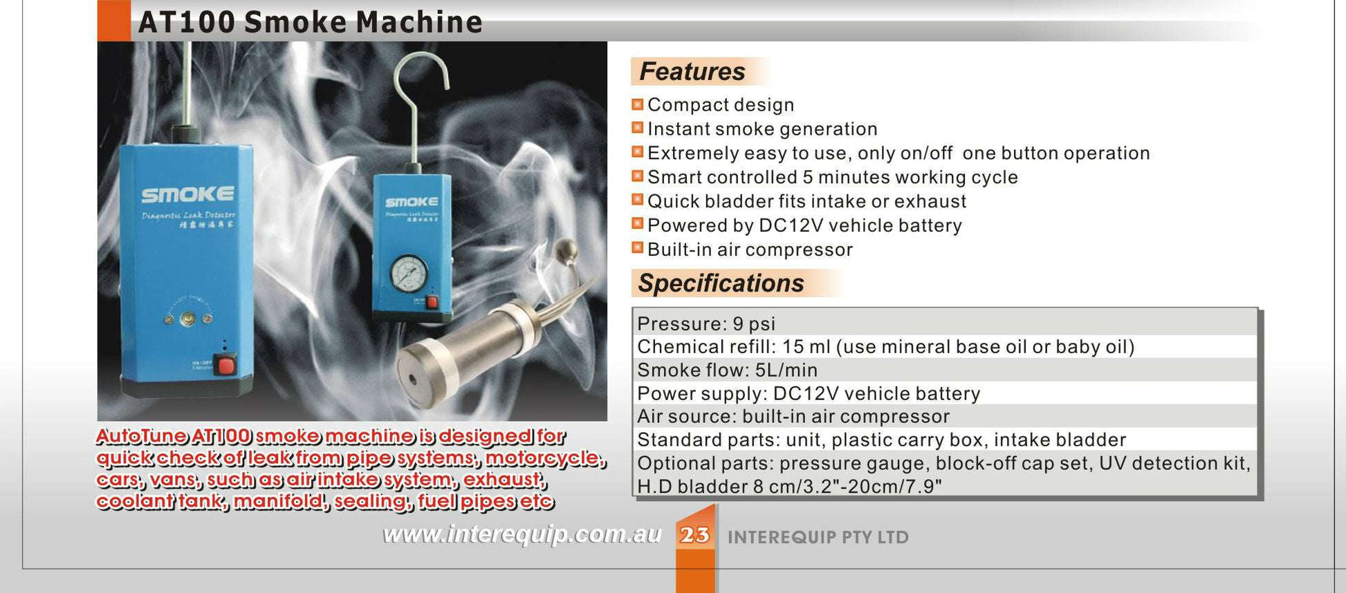 AutoTune AT-100 Diagnostic Leak Detector Smoke Machine