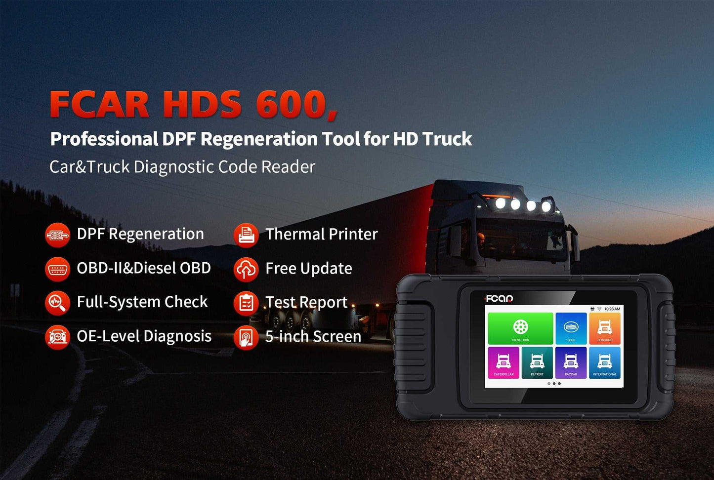 FCAR HDS600 Truck Scan Tool and Car OBDII Scanner Advanced Features