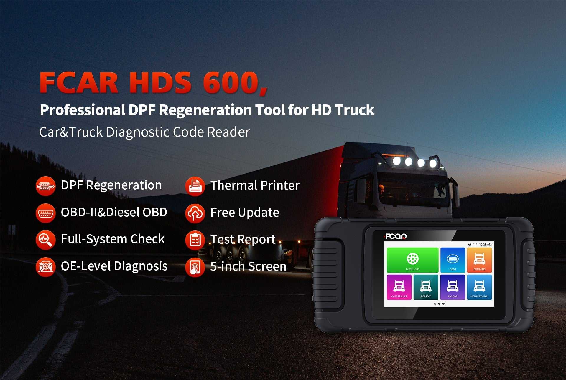 FCAR HDS600 Truck Scan Tool and Car OBDII Scanner Advanced Features