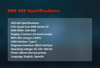 FCAR HDS600 Truck Scan Tool and Car OBDII Scanner | Specifications