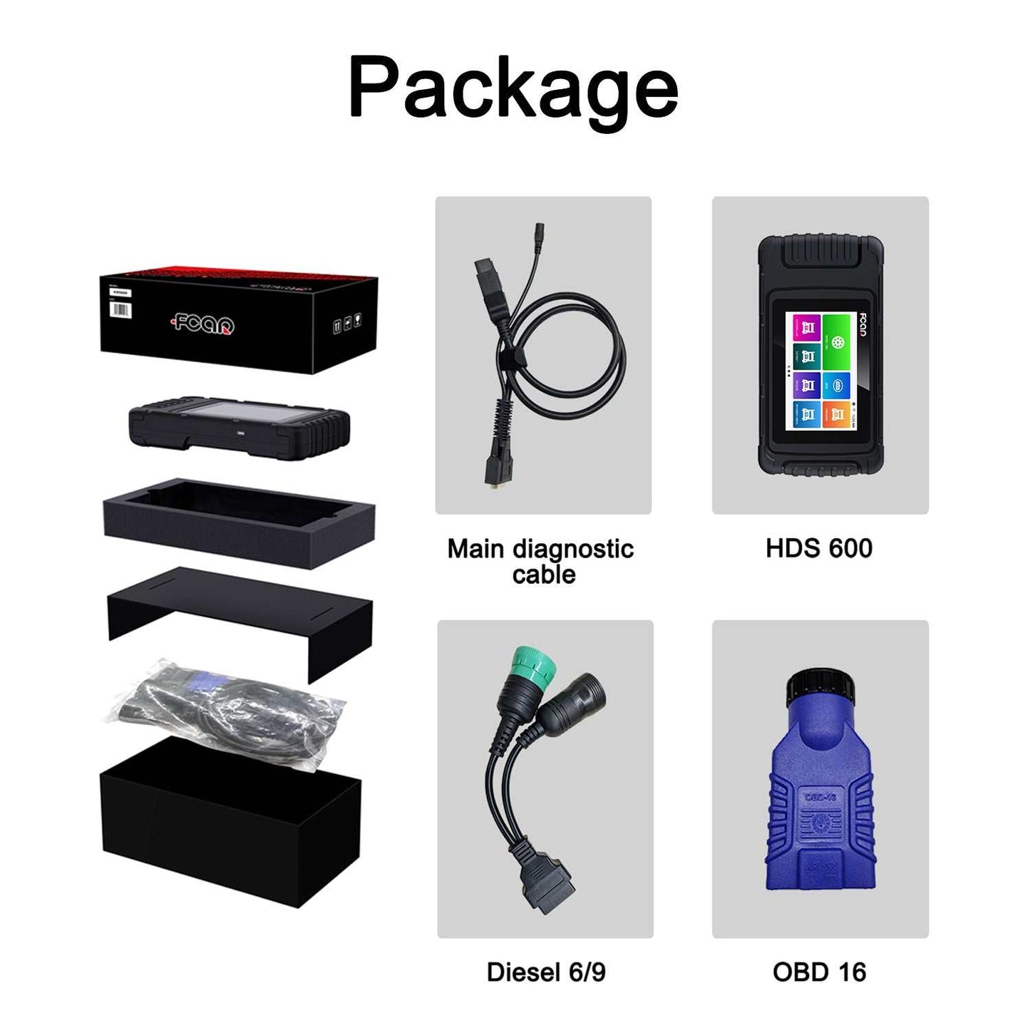 FCAR HDS600 Truck Scan Tool and Car OBDII Scanner | What's Included
