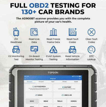 TOPDON ArtiDiag900BT Diagnostic Scan Tool 130+ Car Brands