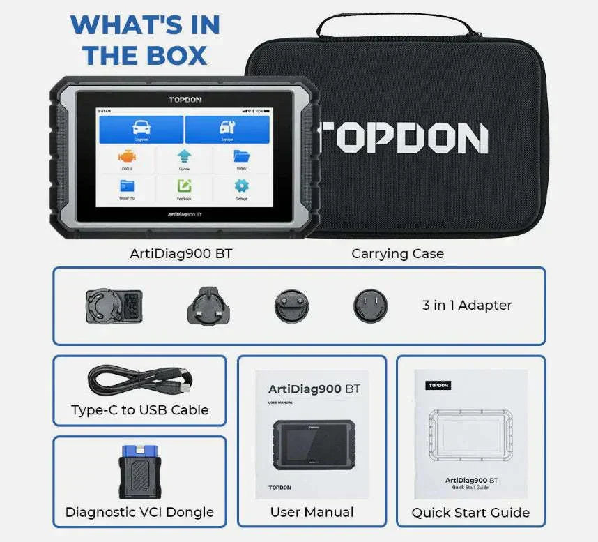 TOPDON ArtiDiag900BT Diagnostic Scan Tool | What's Included?