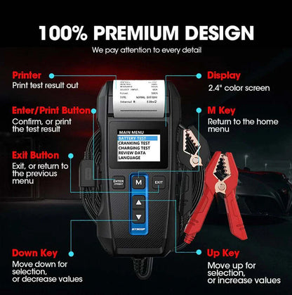 TOPDON BT300P Battery and Electrical System Tester 12V 24V with printer