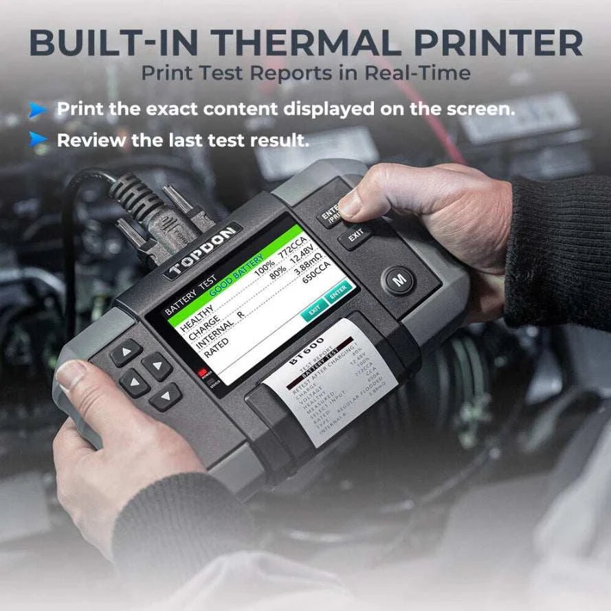 Topdon BT600 Battery and Electrical System Tester with Built in thermal printer
