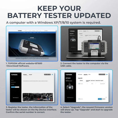 Topdon BT600 Battery and Electrical System Tester Software Update Process