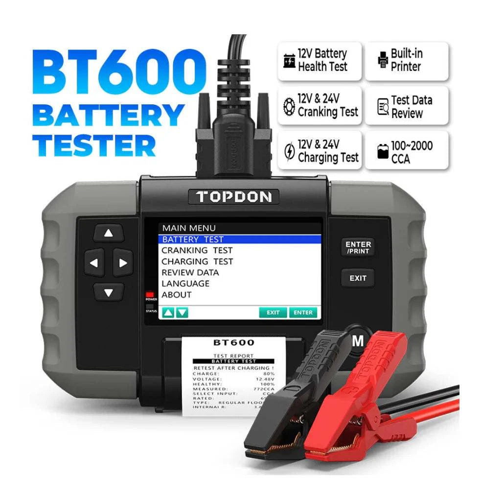 Topdon BT600 Battery and Electrical System Tester Specifications