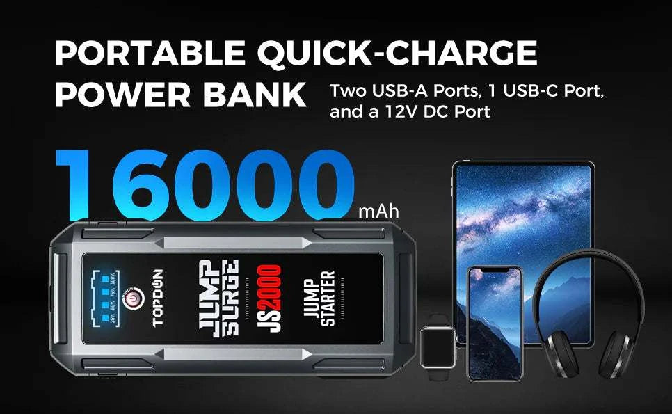 TOPDON JumpSurge JS2000 2000A Jump Starter and 12V Power Bank