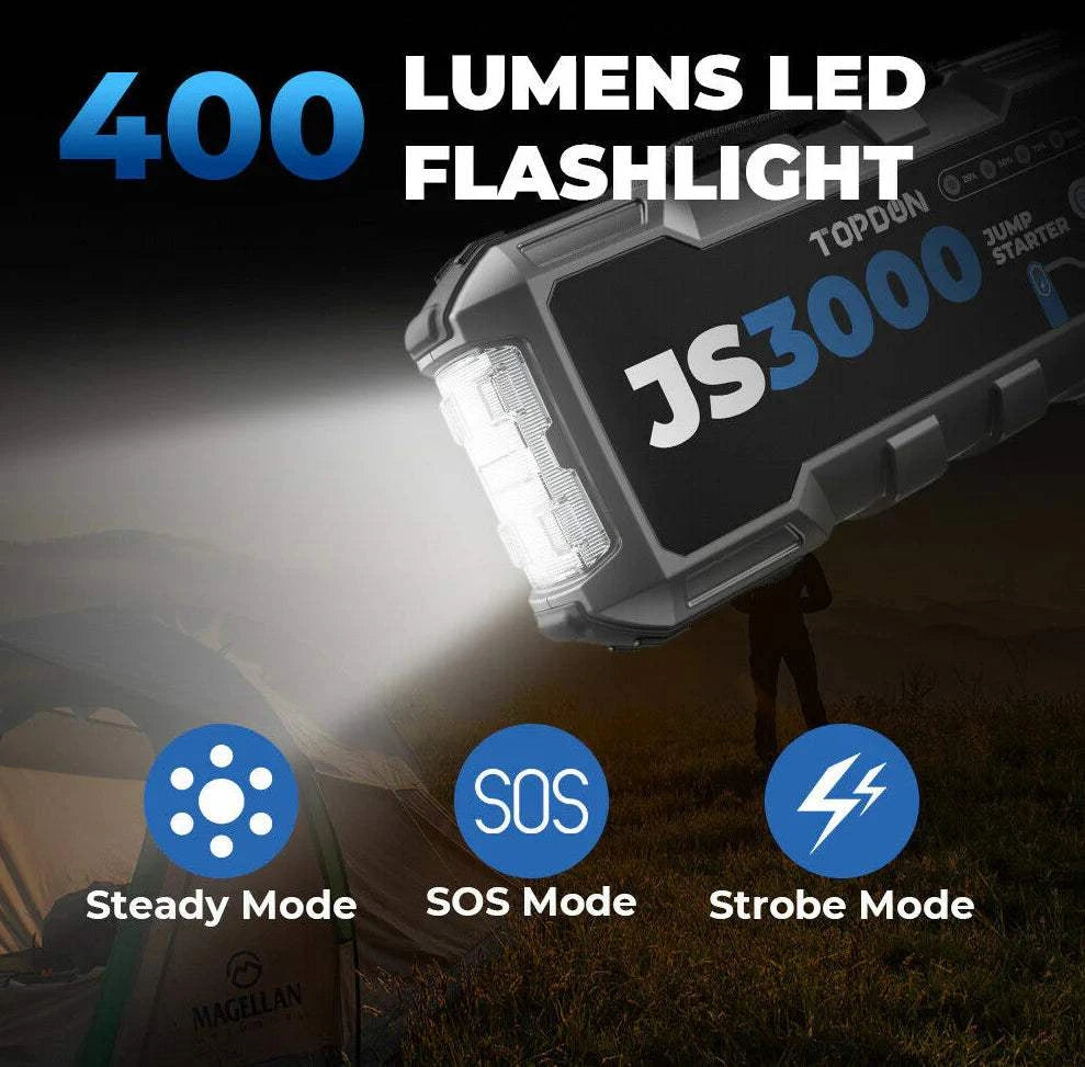 TOPDON JumpSurge JS3000 Jump Starter 400 Lumens LED Flashlight