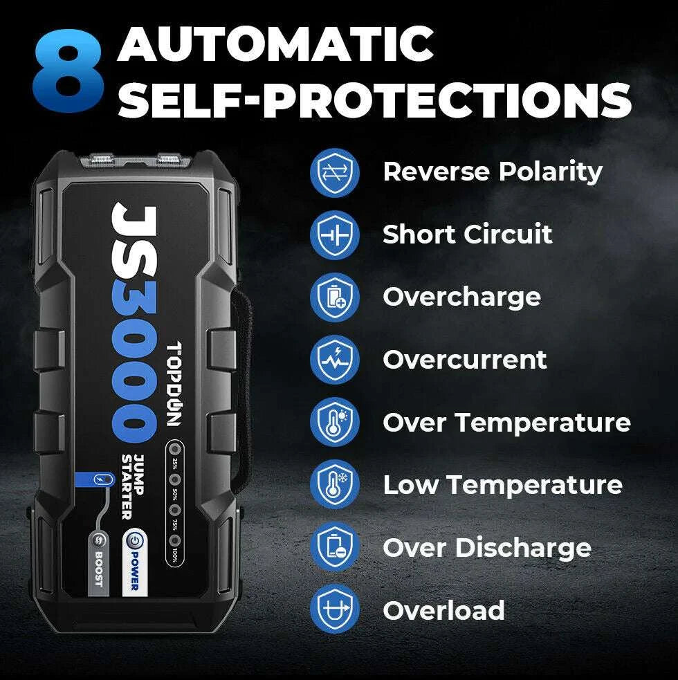 TOPDON JumpSurge JS3000 Jump Starter 8 Advanced Intelligent Protection Technologies