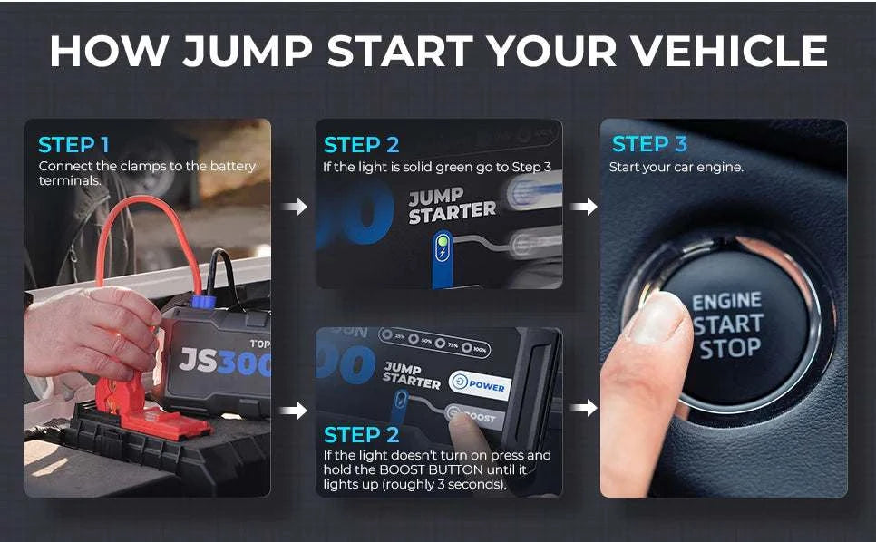 TOPDON JumpSurge JS3000 Jump Starter How to Jump Start Your Vehicle