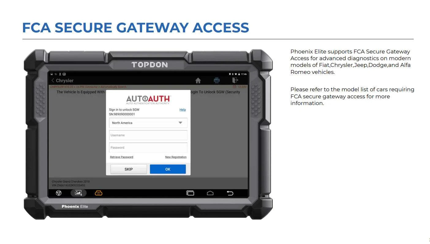 TOPDON Phoenix Elite FCA Secure Gateway Access