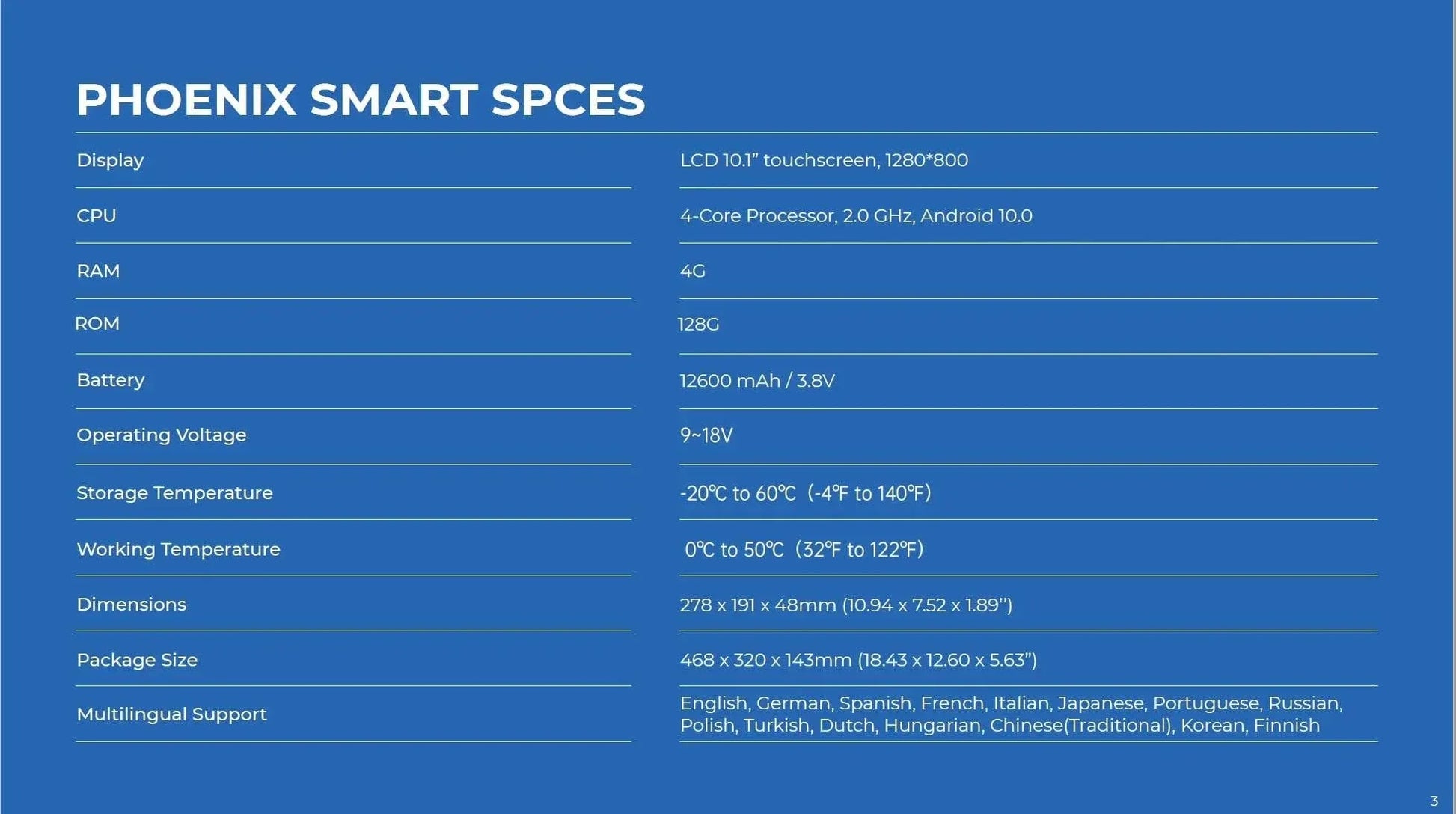 Topdon Phoenix Smart Specifications
