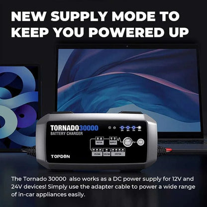 TOPDON T30A Battery Charger for 6V/12V/24V