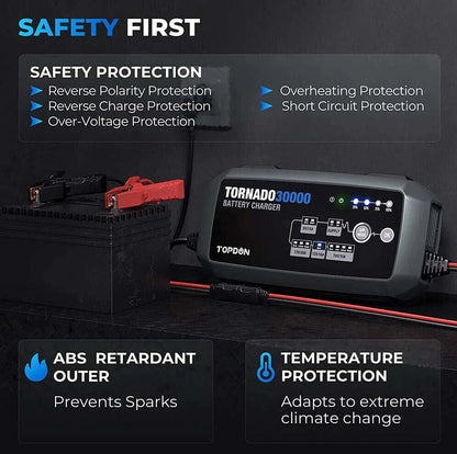 TOPDON T30A Battery Charger for 6V/12V/24V