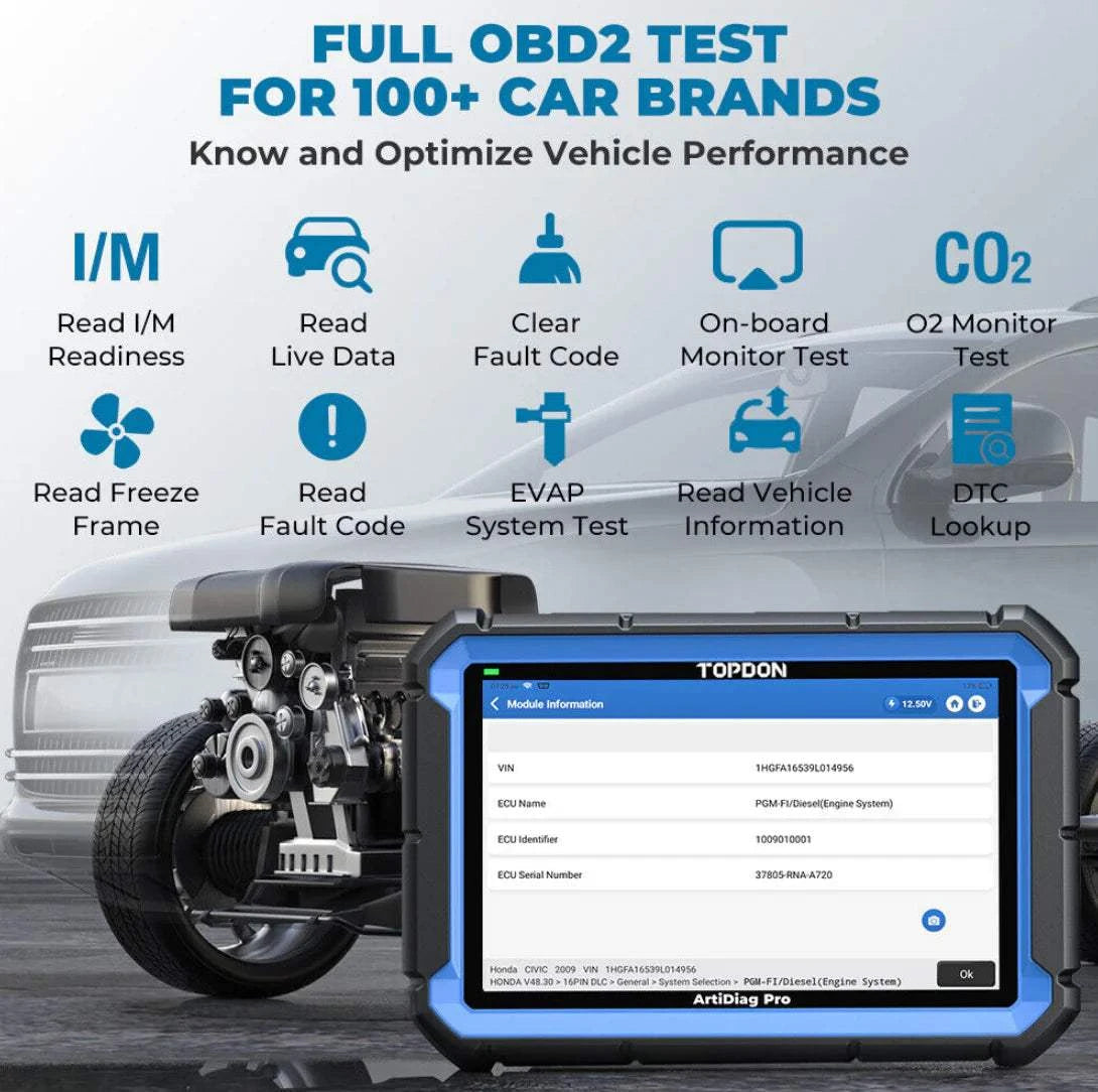 TOPDON ArtiDiag PRO Full OBD2 Compatiility for over 100 brands
