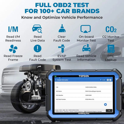 TOPDON ArtiDiag PRO Full OBD2 Compatiility for over 100 brands